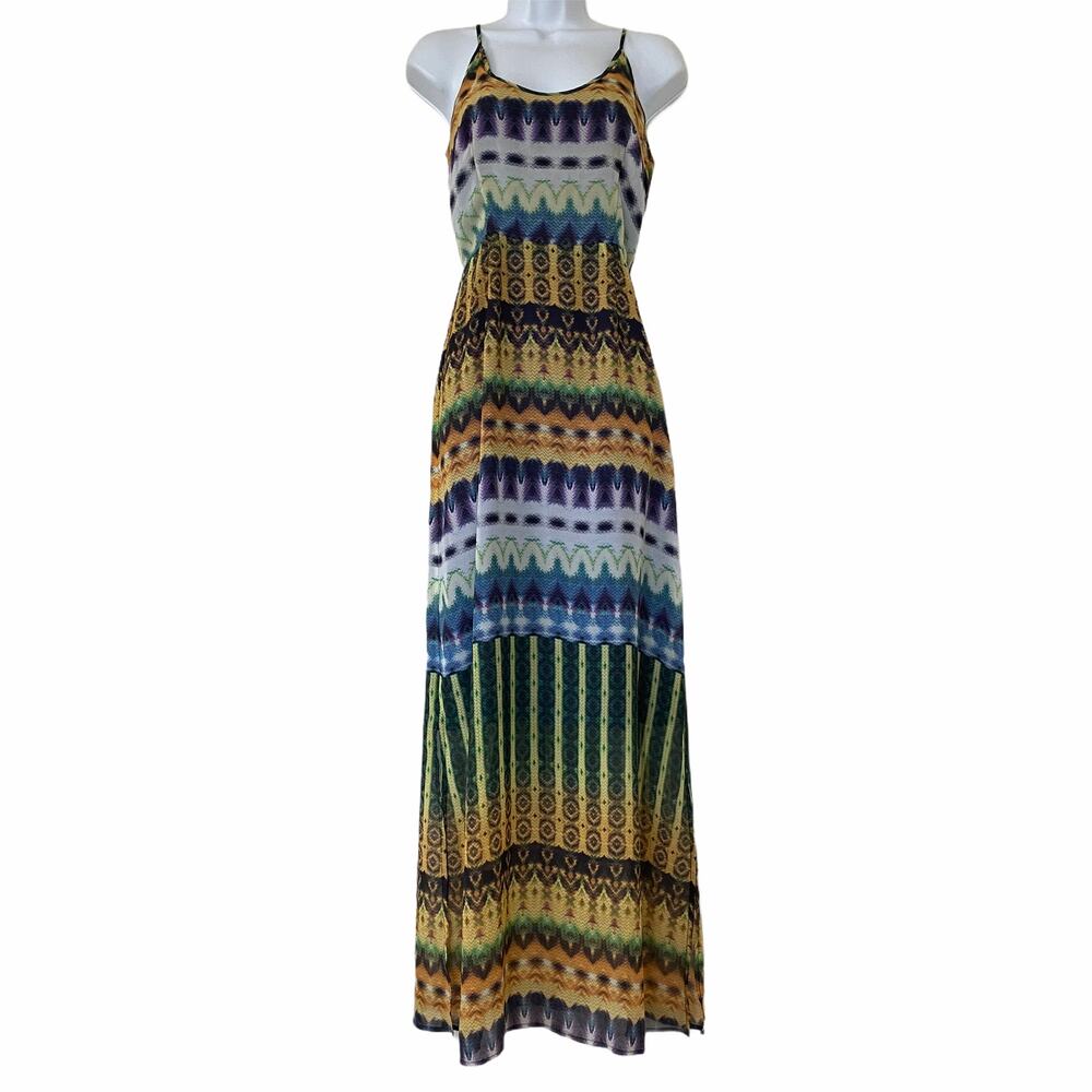 Charlie Jade Lined Maxi Dress Adjustable Spaghetti Straps Multicolor Size XS